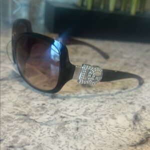 Luxury DG Black Sunglasses with Rhinestone Logo